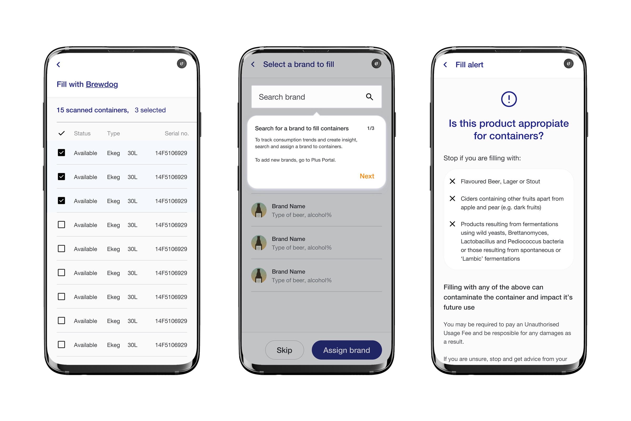 Fill flow across three screens