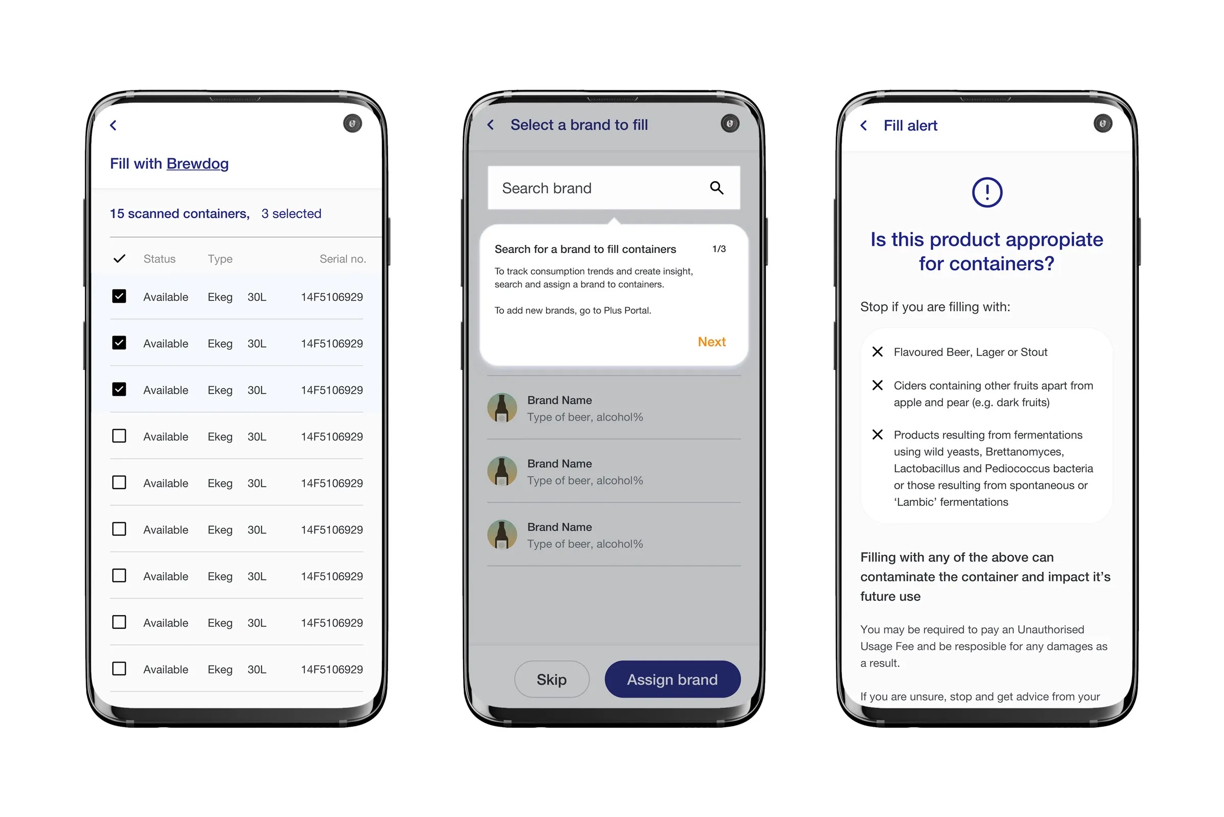 Fill flow across three screens