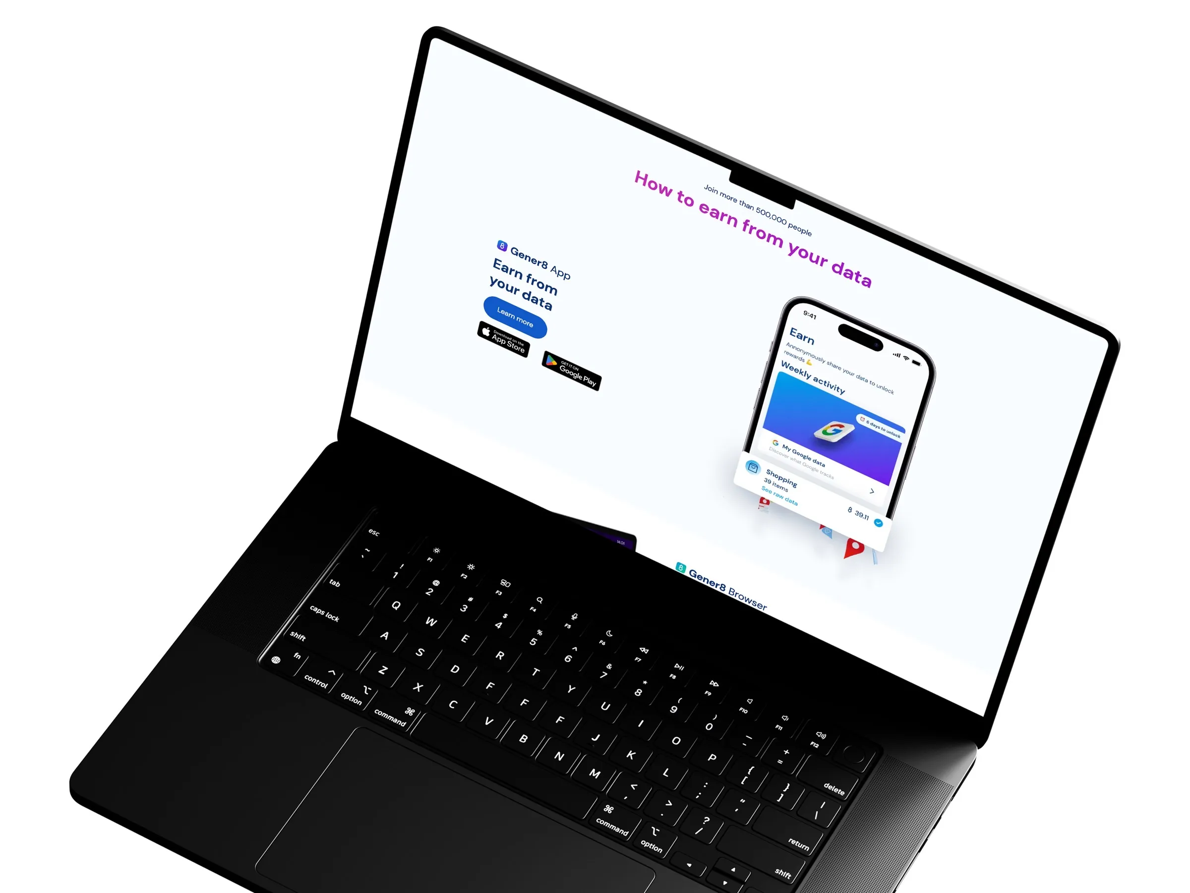 Gener8 marketing site sections