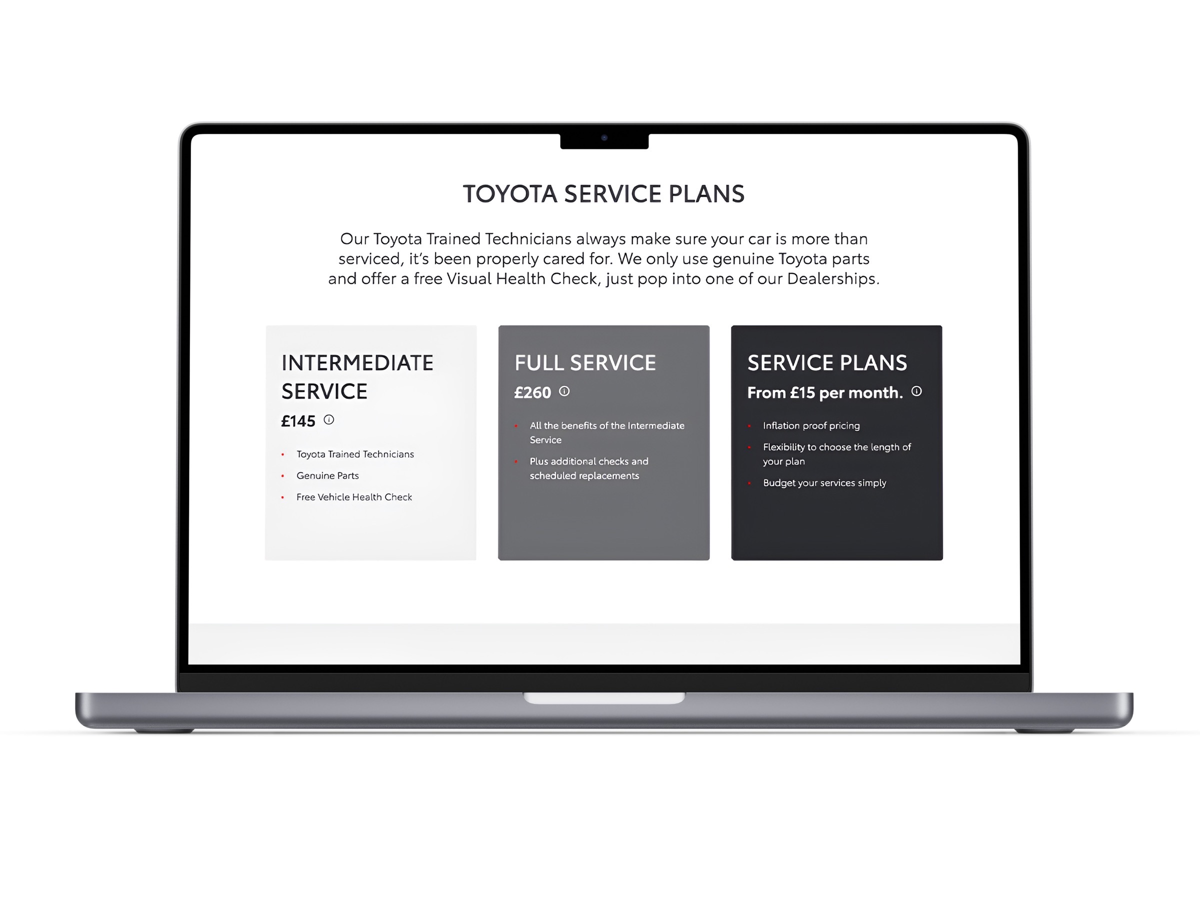 Toyota configurator screens
